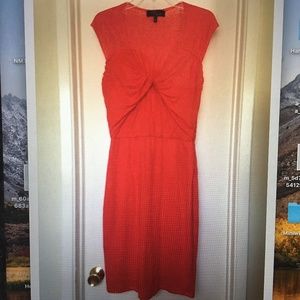 Robert Rodriguez Orange 100% Linen V Neck Dress